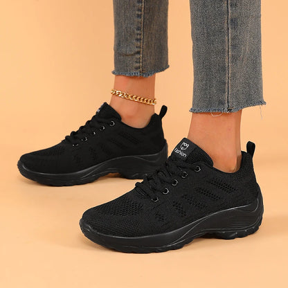 Women's New Single Shoe Platform Lace Up Jogging Mesh Outdoor Walking Designer Thick Soled Casual Sports Shoes Zapatos De Mujer