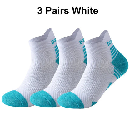 3 Pairs Marathon Running Socks Man Women Professional Sport Ankle Sock Fitness Thickened Cushioned Tube Low Cut Boat Short Socks