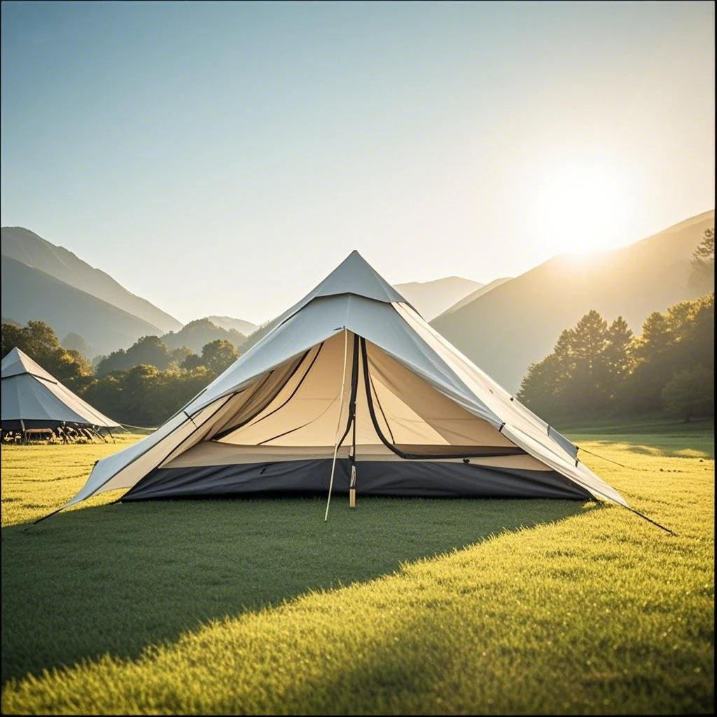 1-Person Ultralight Pyramid Tent - Without Poles, Waterproof PU4000, Mesh Layers for Backpacking & Mountain Hiking