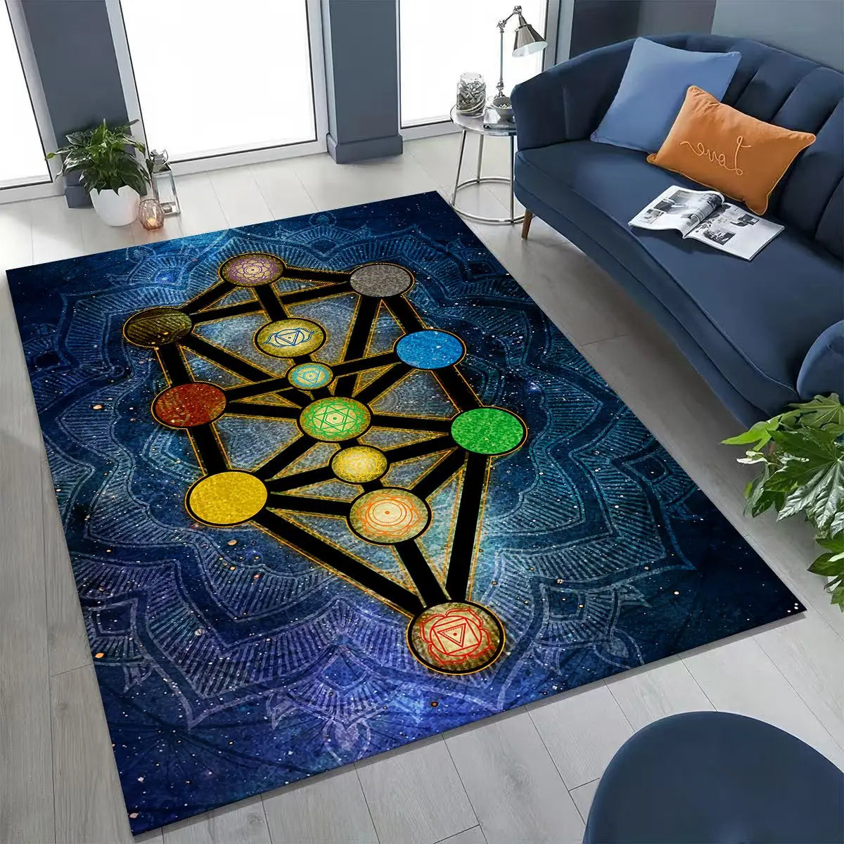 Bohemia Yoga chakra Mandala Spirit Meditation Rug for Bedroom Living Room Sofa Home Doormat Decor,Large Kids Non-slip Floor Mat