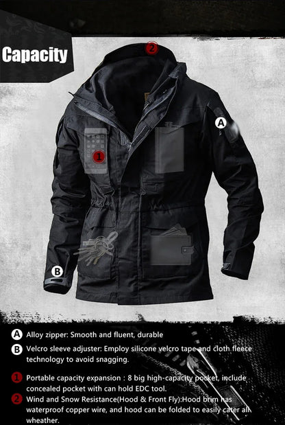 M65 UK Clothes Windproof Hunting Field Jackets Mens Winter/Autumn Waterproof Pilot Train Coat Hoodie Three Colors