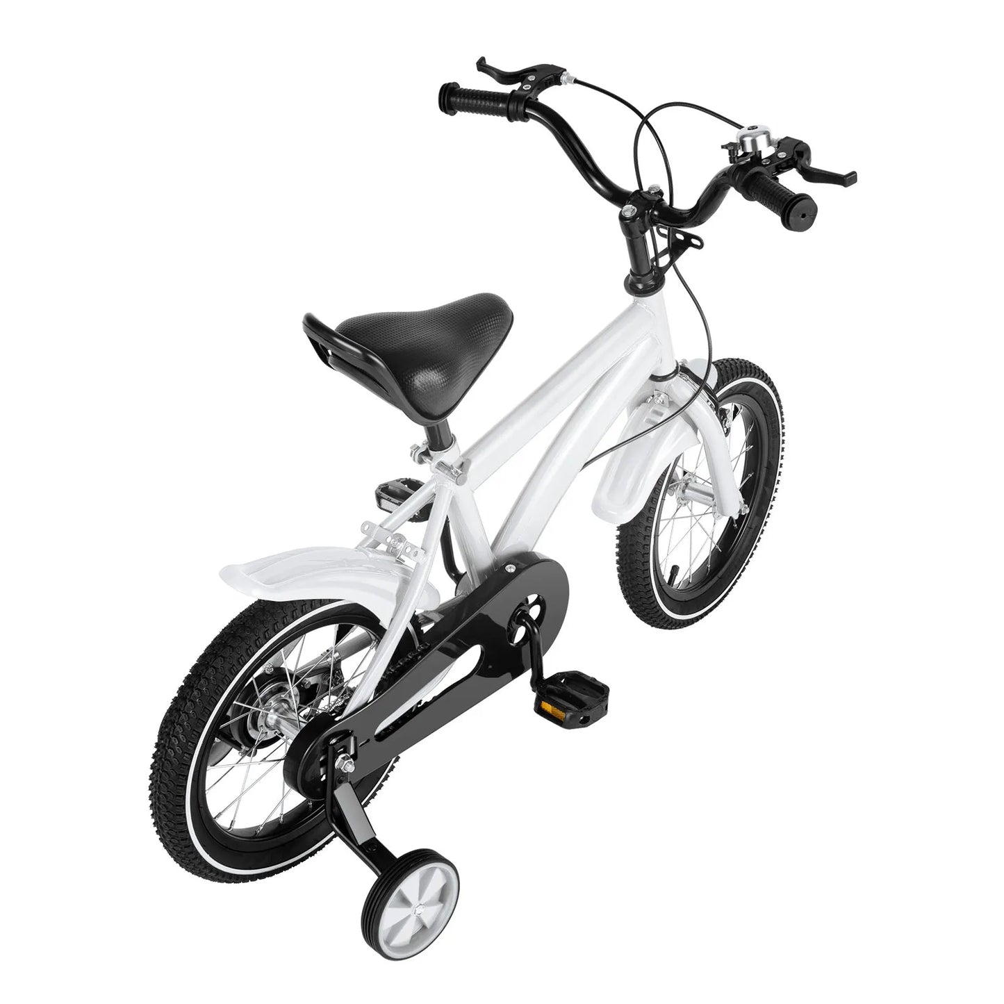 14" Children's Bicycle White/Red/Blue/Yellow Stabilized Child Training Bike with Handbrake Removable Wheels for Kids 3-6 Years