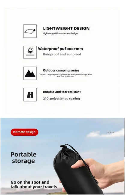 3-in-1 outdoor raincoat Hooded sleeve waterproof poncho Camping hiking Raincoat tent motorcycle rain cover