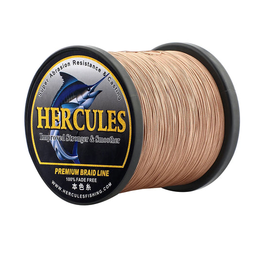 HERCULES No Fade Fishing Line Brown 4 Strands 6LB-100LB Super Strong PE Braided Fishing Line