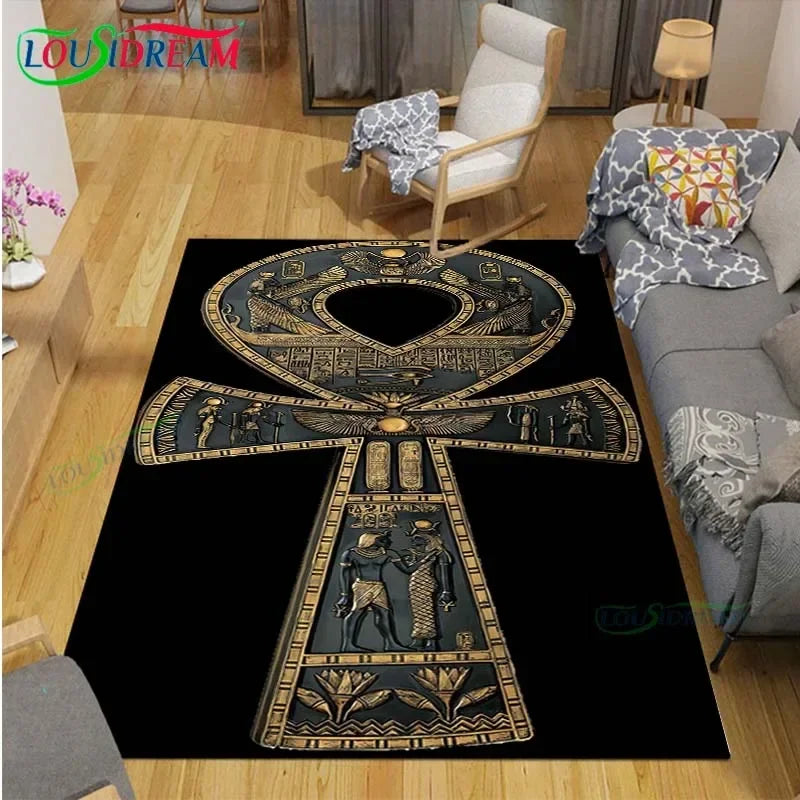 Egyptian Pharaoh- goddess-Runes Printed  Carpets Living Room Anti-Skid Area Rug Kids Bedroom Mats Yoga Mat Large Carpet Decor