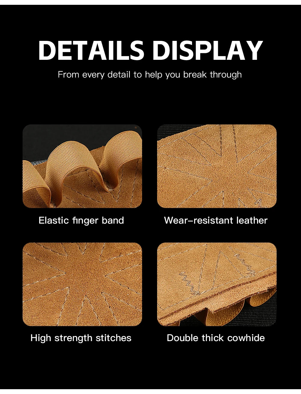 Cowhide weightlifting training gloves with palm protection for men's and women's fitness, gymnastics, grip strength, pull ups, a