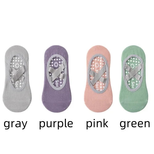 1/ 4Pair Professional Women Yoga Sock Silicone Anti-slip Ballet Pilates Socks Women Backless Breathable Bandage Yoga Sport Socks