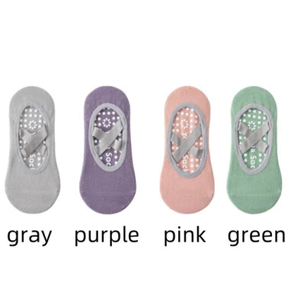 1/ 4Pair Professional Women Yoga Sock Silicone Anti-slip Ballet Pilates Socks Women Backless Breathable Bandage Yoga Sport Socks