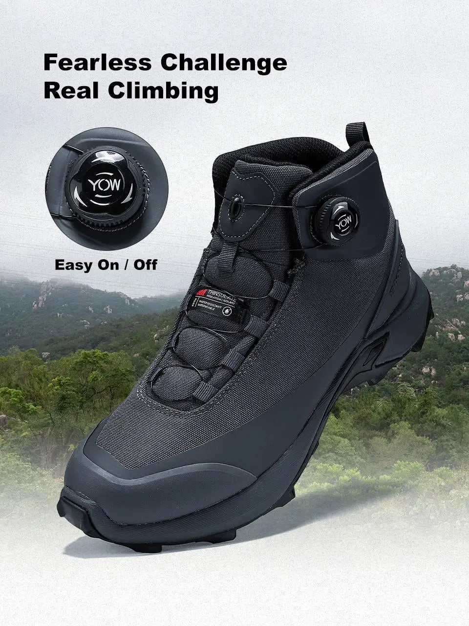 Baasploa Men Outdoor Sneakers Anti Splash Water Rotating Button Hiking Shoes Comfort High-Top Trekking Walking Shoes Non-Slip