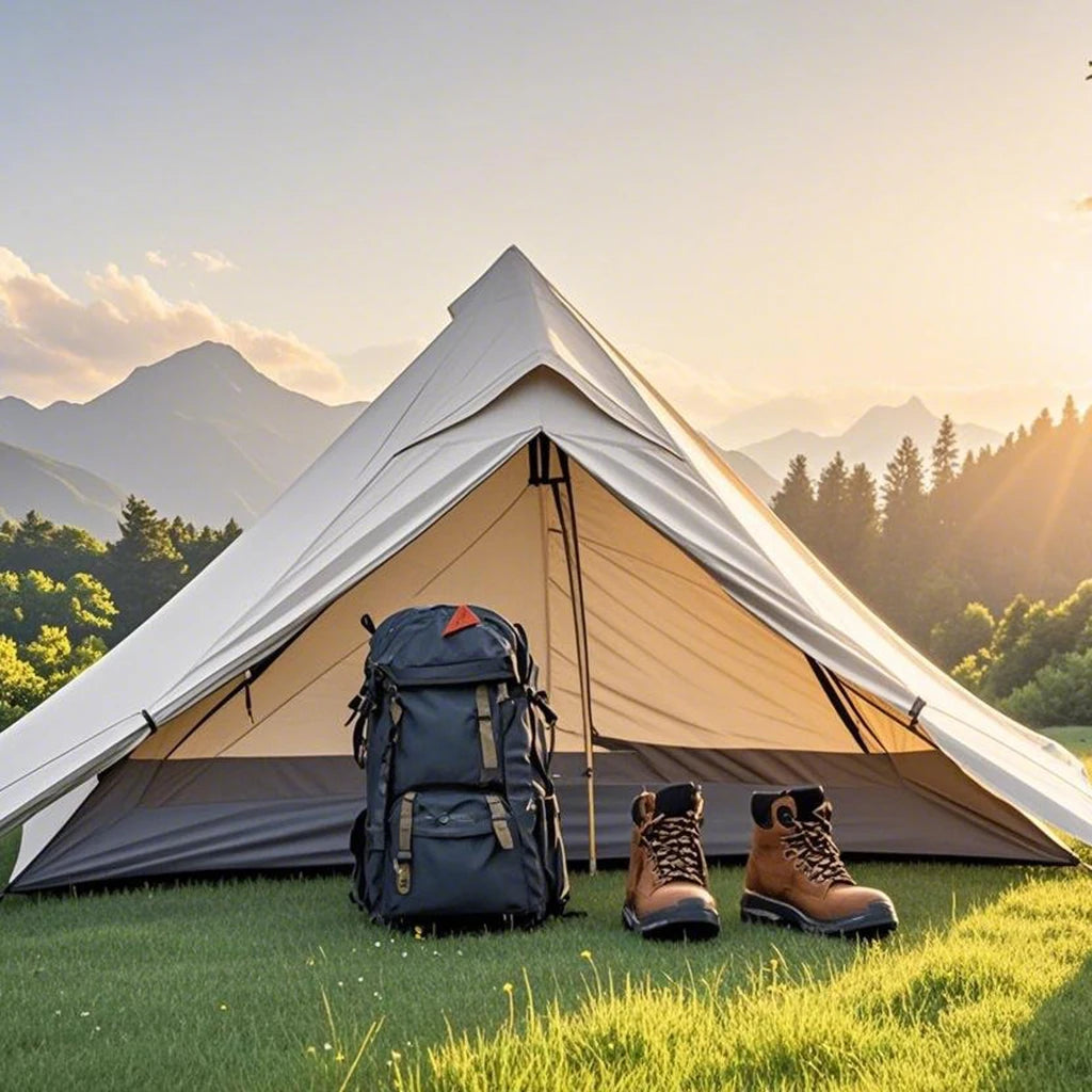 1-Person Ultralight Pyramid Tent - Without Poles, Waterproof PU4000, Mesh Layers for Backpacking & Mountain Hiking