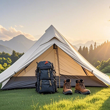 1-Person Ultralight Pyramid Tent - Without Poles, Waterproof PU4000, Mesh Layers for Backpacking & Mountain Hiking