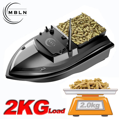 MBLN Brand,RC Carp Fishing Bait Boat,Double Bait Hopper,2kg Bait Capacity, 300m Remote Control Range,Low Battery Warning