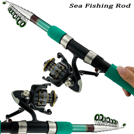 Fishing Rod Reel Combo 1.8-3.6m Carbon Telescopic Spinning Rod and 5.2:1 Gear Ratio Reel Kit  Max Resistance 3-8kg for Bass Pike