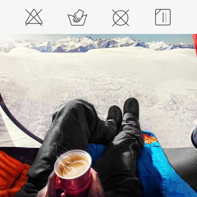 Winter Outdoors Shoe Covers White Duck Down Camping Slippers Warm Socks for Sleeping Bag Indoors Warm Boots Waterproof