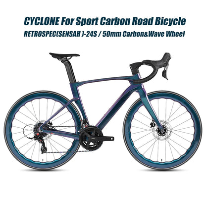 TWITTER CYCLONE Carbon Wheel Road Bike 2X12S SENSAH Derailleur Adult Men's Carbon Hydr Disc Bicycle With Inner-Cables Routing