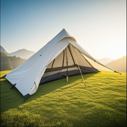 1-Person Ultralight Pyramid Tent - Without Poles, Waterproof PU4000, Mesh Layers for Backpacking & Mountain Hiking