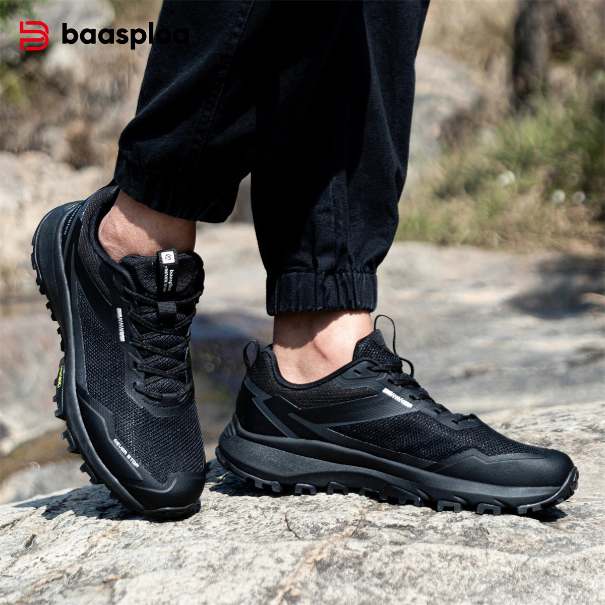 Baasploa Men Shoes Outdoor Hiking Anti-Slip Wear-Resistant Shoes Breathable Men New Sports Men Walking Shoes