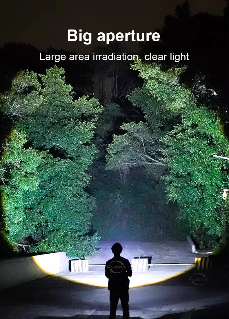 10000mAh High Power LED Flashlights Type-C Rechargeable LED Torch  5000M Ultra Powerful Flashlight Outdoor Tactical Lantern