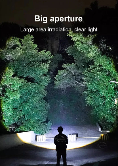 10000mAh High Power LED Flashlights Type-C Rechargeable LED Torch  5000M Ultra Powerful Flashlight Outdoor Tactical Lantern