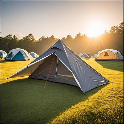 1-Person Ultralight Pyramid Tent - Without Poles, Waterproof PU4000, Mesh Layers for Backpacking & Mountain Hiking