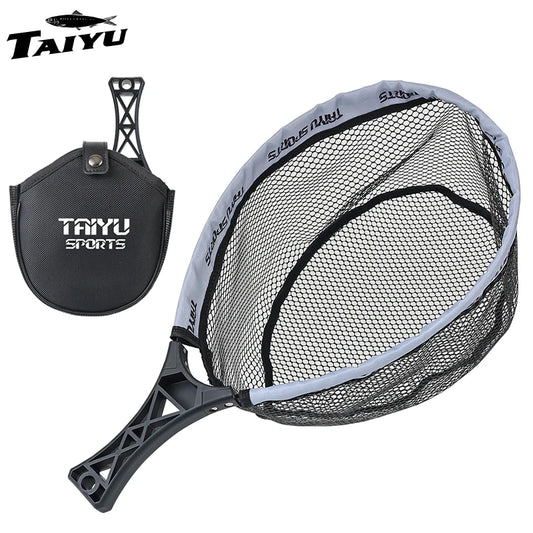 TAIYU folding small fishing net with bag, ABS grip integrated fishing hook and adhesive fishing net