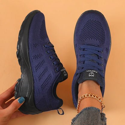 Women's New Single Shoe Platform Lace Up Jogging Mesh Outdoor Walking Designer Thick Soled Casual Sports Shoes Zapatos De Mujer