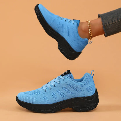 Women's New Single Shoe Platform Lace Up Jogging Mesh Outdoor Walking Designer Thick Soled Casual Sports Shoes Zapatos De Mujer