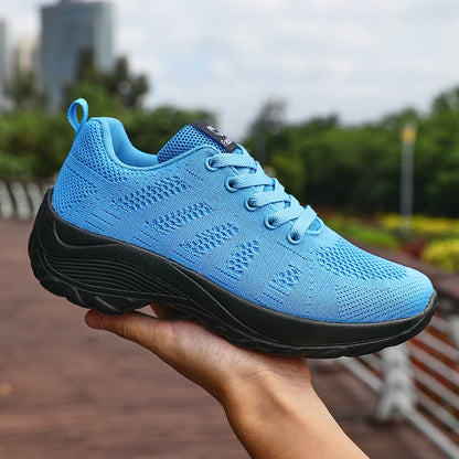 Women's New Single Shoe Platform Lace Up Jogging Mesh Outdoor Walking Designer Thick Soled Casual Sports Shoes Zapatos De Mujer