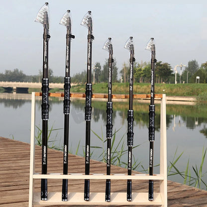 2.1-4.5M Telescopic Fishing Rod Carbon Spinning Fishing Pole Boat Saltwater Freshwater Beach Rock Surfcasting Baitcasting Rod