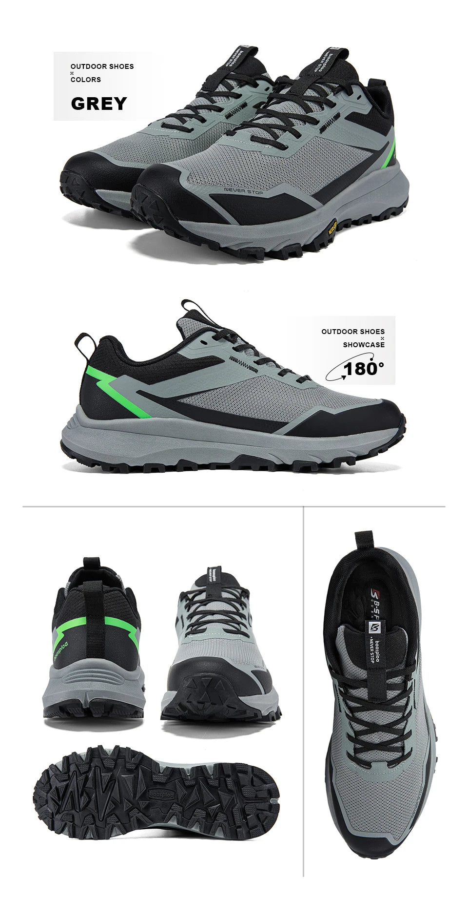 Bassploa Men Hiking Shoes New Fashion Lightweight Outdoor Sneakers Men Walking Shoes Comfort Non-Slip Wear Resistant Outdoor