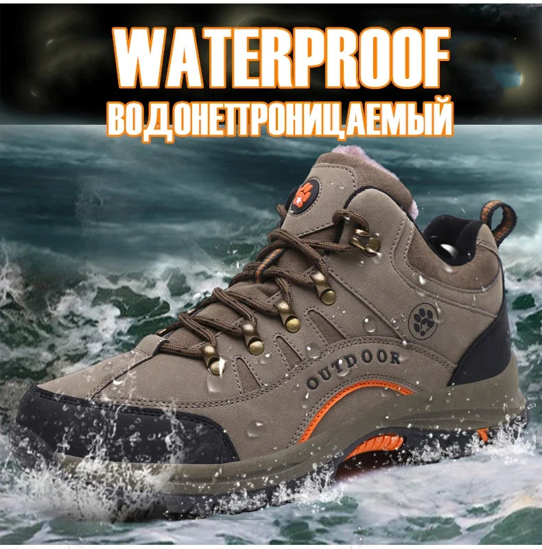 Unisex Winter Plush High Top Hiking Shoes Women Outdoor High Quality Keep Warm Snow Casual Sneakers Men Non-slip Trekking Boots