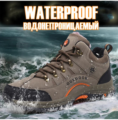 Unisex Winter Plush High Top Hiking Shoes Women Outdoor High Quality Keep Warm Snow Casual Sneakers Men Non-slip Trekking Boots