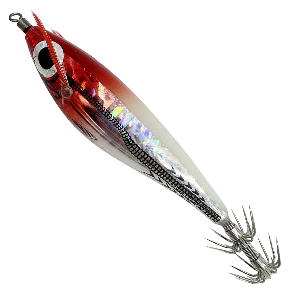 1/5PCS Laser Luminous Floating Horizontal Wood Shrimp Egi Lure Squid Jigging Shrimp Hook Octopus Cuttlefish Night Fishing Baits
