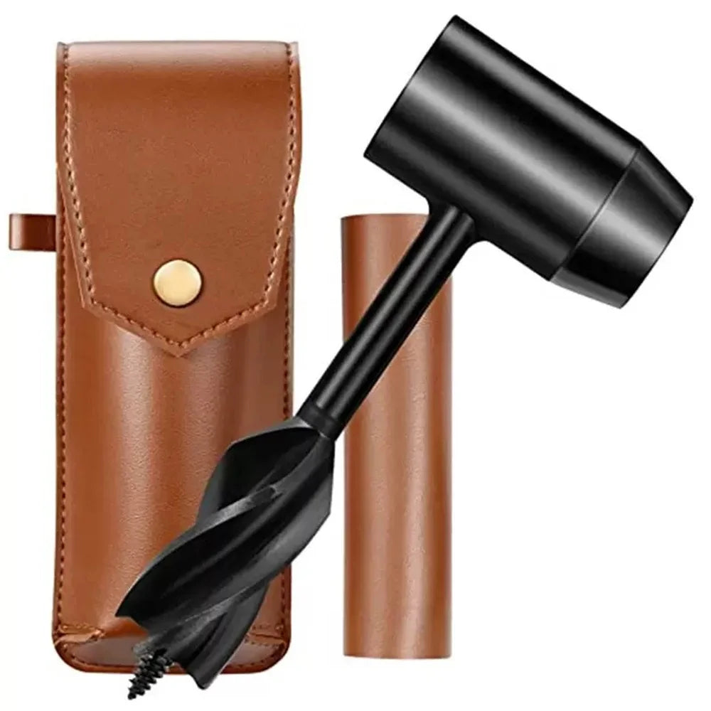 Case For Hand Auger Wrench Bushcrafting Tools Large Camping Survival Tools Brown Drill Bit Case Multipurpose Pu Leather Durable