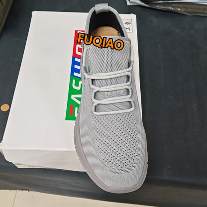 Summer Breathable Comfortable Elevator Sneakers Height Increase Shoes for Men Lift Insoles 7CM Hidden Heels Lift Sports Taller