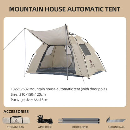 GOLDEN CAMEL 2-3 Persons Camping Tents Outdoor Portable Folding Automatic Tent Travel Rainproof Camping Equipment Beach Canopy