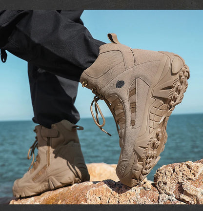 Hiking Men Shoes Mid-top Outdoor Comfortable Anti-slip Combat  Boots Men Shoes Thick-soled Sporty Keep Warm Casual Men Shoes