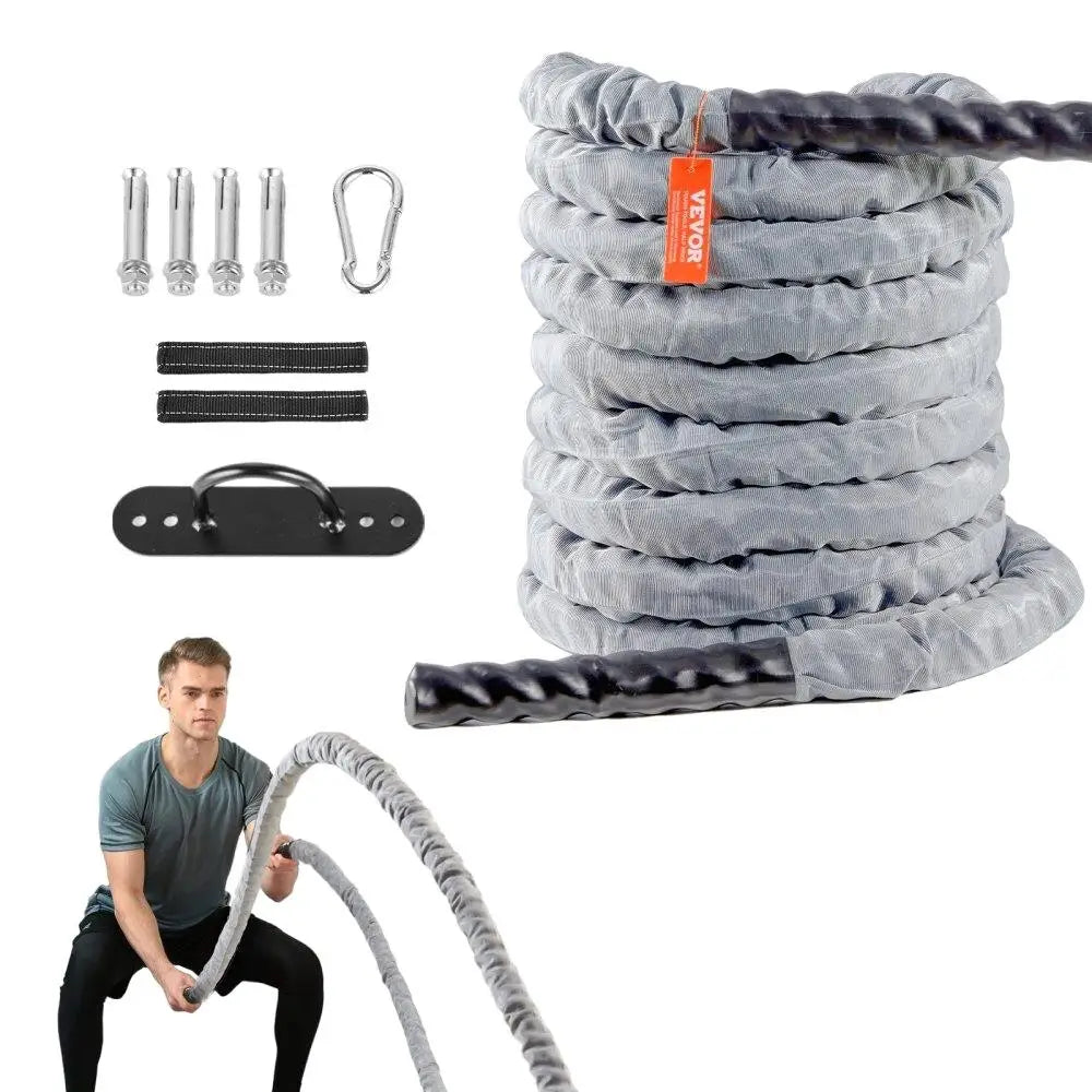 1.5-Inch x 30-Ft Battle Rope for Home Gym Strength Training Fitness Workout Portable Accessory