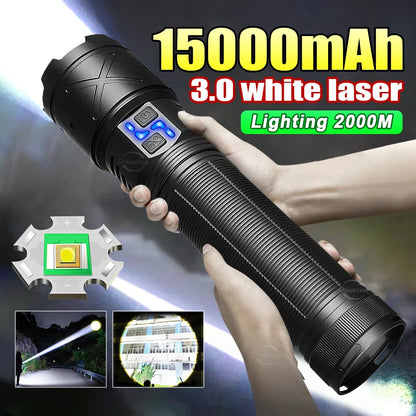 10000mAh High Power LED Flashlights Type-C Rechargeable LED Torch  5000M Ultra Powerful Flashlight Outdoor Tactical Lantern