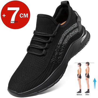 Summer Breathable Comfortable Elevator Sneakers Height Increase Shoes for Men Lift Insoles 7CM Hidden Heels Lift Sports Taller