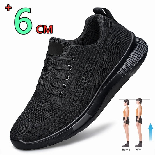Men Big Size 37-47 Breathable Mesh Elevator Sport Shoes Soft Comfortable 6cm Hidden Heels Height Increasing Sneakes Lift Casual