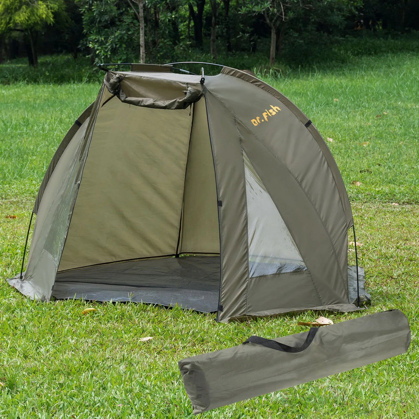 1-2 Person Carp Fishing Bivvy Shelter Tent for Outdoor Camping Hunting Travel Adventure Quick Erect Waterproof Rainproof Green