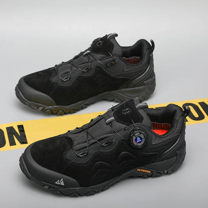 HIKEUP-Leather Shoes for Men, Outdoor Hiking Shoes, Tourist Trekking Sneakers, Mountain Climbing Trail Jogging Shoes, Turnbuckle