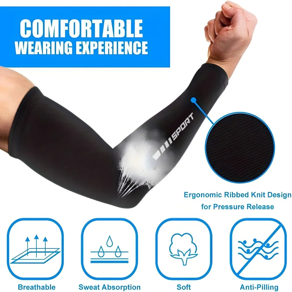 1/2/4 Pairs UV Sun Protection Arm Sleeves for Men Women, Compression Cooling Sun Sleeves - Sports - Workouts - Tattoo Cover
