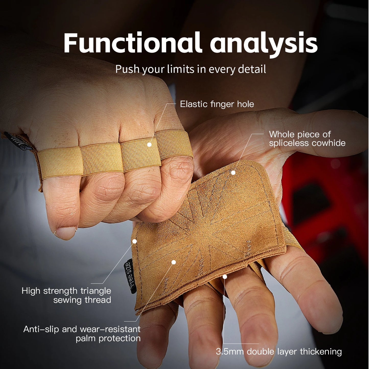 Cowhide weightlifting training gloves with palm protection for men's and women's fitness, gymnastics, grip strength, pull ups, a