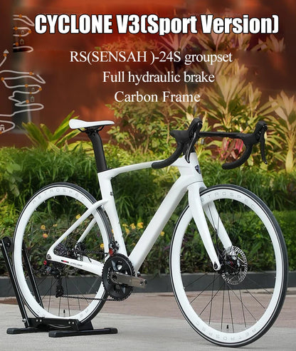 TWITTER CYCLONE Carbon Wheel Road Bike 2X12S SENSAH Derailleur Adult Men's Carbon Hydr Disc Bicycle With Inner-Cables Routing