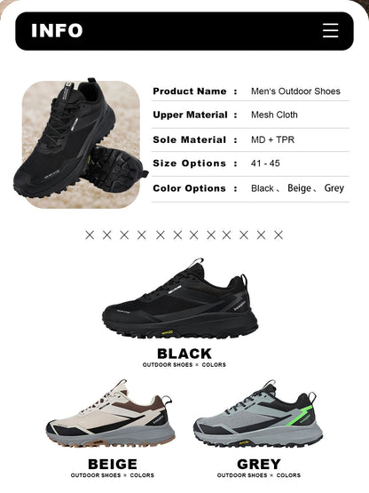 Bassploa Men Hiking Shoes New Fashion Lightweight Outdoor Sneakers Men Walking Shoes Comfort Non-Slip Wear Resistant Outdoor