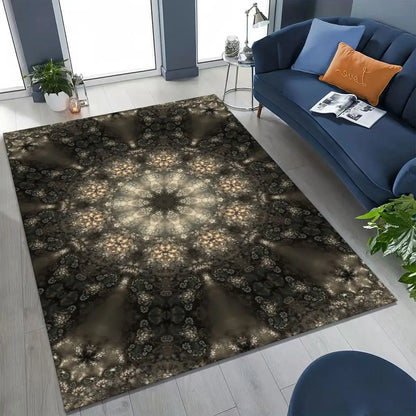 2026 Rainbow Mandala Flower Chakras Yoga Bohemia Art Rug for Bedroom Living Room Sofa Home Doormat Decor,Kid Non-slip Floor Mat