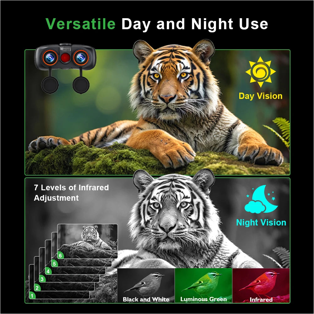 1000m 8K Night Vision Binoculars 3D VR Infrared Night Vision 6X Digital Zoom 5000mAh Battery,Compass, for Camping Hiking Concert