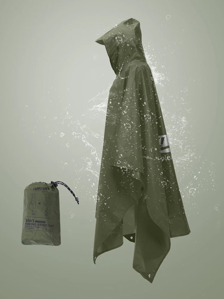 YANBIGUO 3-In- 1pc Multifunctional Lightweight Rain Poncho with Hood - Outdoor Camping Tent Mat, Hiking and Cycling Rain Cover